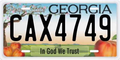GA license plate CAX4749