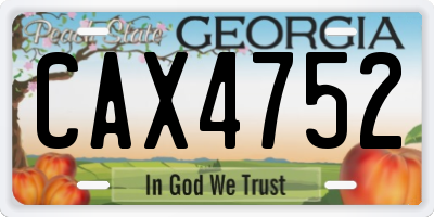 GA license plate CAX4752