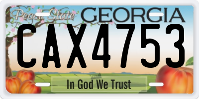 GA license plate CAX4753