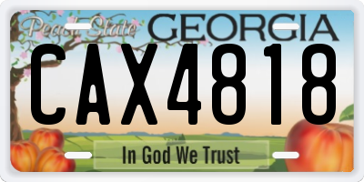 GA license plate CAX4818