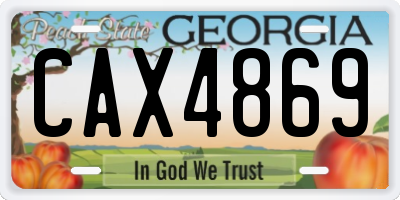 GA license plate CAX4869