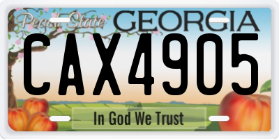 GA license plate CAX4905