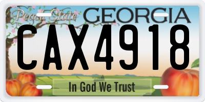 GA license plate CAX4918