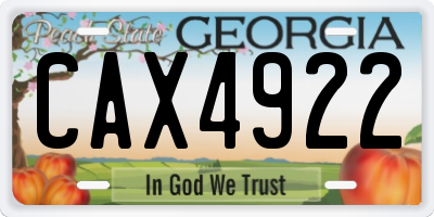 GA license plate CAX4922