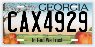 GA license plate CAX4929