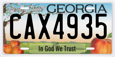 GA license plate CAX4935