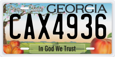 GA license plate CAX4936