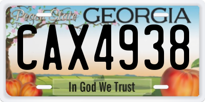 GA license plate CAX4938
