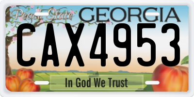 GA license plate CAX4953