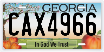 GA license plate CAX4966