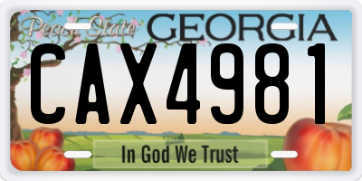 GA license plate CAX4981