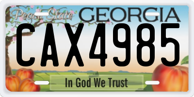 GA license plate CAX4985
