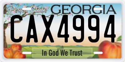 GA license plate CAX4994
