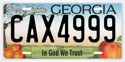 GA license plate CAX4999