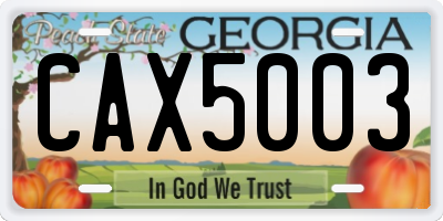 GA license plate CAX5003