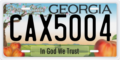 GA license plate CAX5004