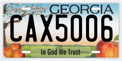 GA license plate CAX5006
