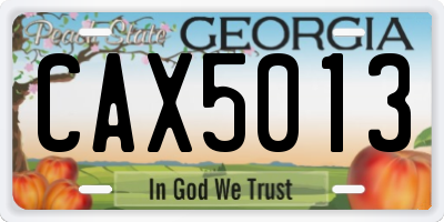 GA license plate CAX5013