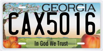GA license plate CAX5016