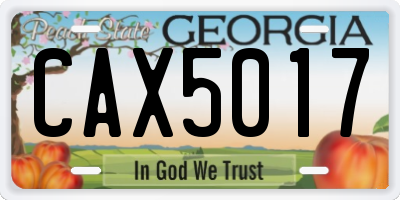 GA license plate CAX5017