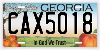 GA license plate CAX5018