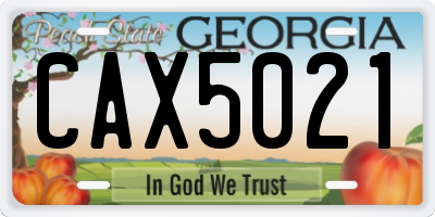 GA license plate CAX5021