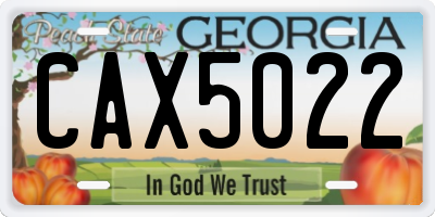 GA license plate CAX5022