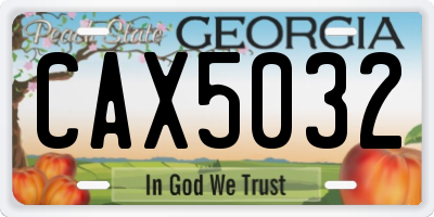 GA license plate CAX5032