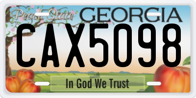 GA license plate CAX5098