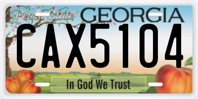 GA license plate CAX5104