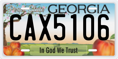 GA license plate CAX5106