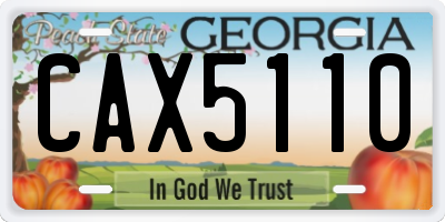 GA license plate CAX5110