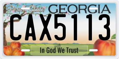 GA license plate CAX5113