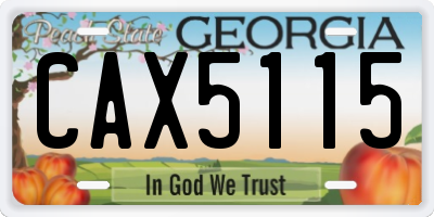 GA license plate CAX5115
