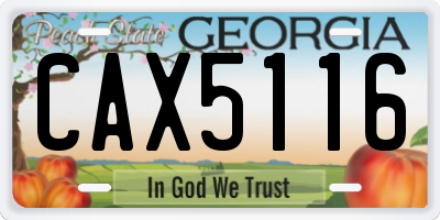 GA license plate CAX5116