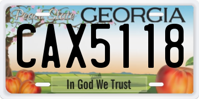 GA license plate CAX5118