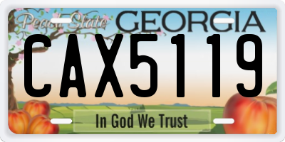 GA license plate CAX5119