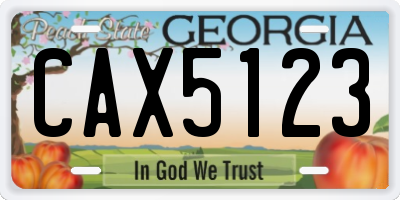 GA license plate CAX5123