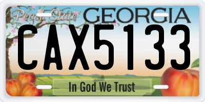 GA license plate CAX5133