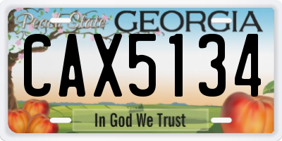 GA license plate CAX5134