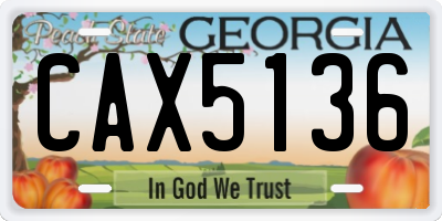 GA license plate CAX5136