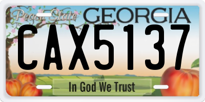 GA license plate CAX5137