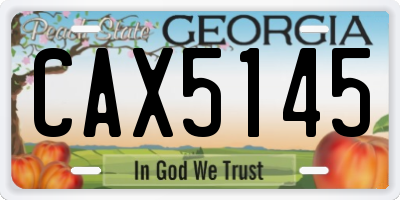 GA license plate CAX5145