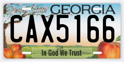GA license plate CAX5166
