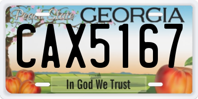 GA license plate CAX5167