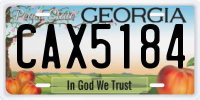 GA license plate CAX5184