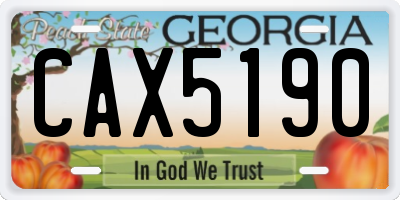 GA license plate CAX5190