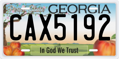 GA license plate CAX5192