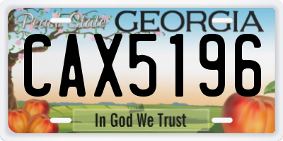 GA license plate CAX5196