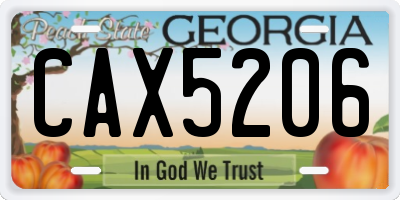 GA license plate CAX5206
